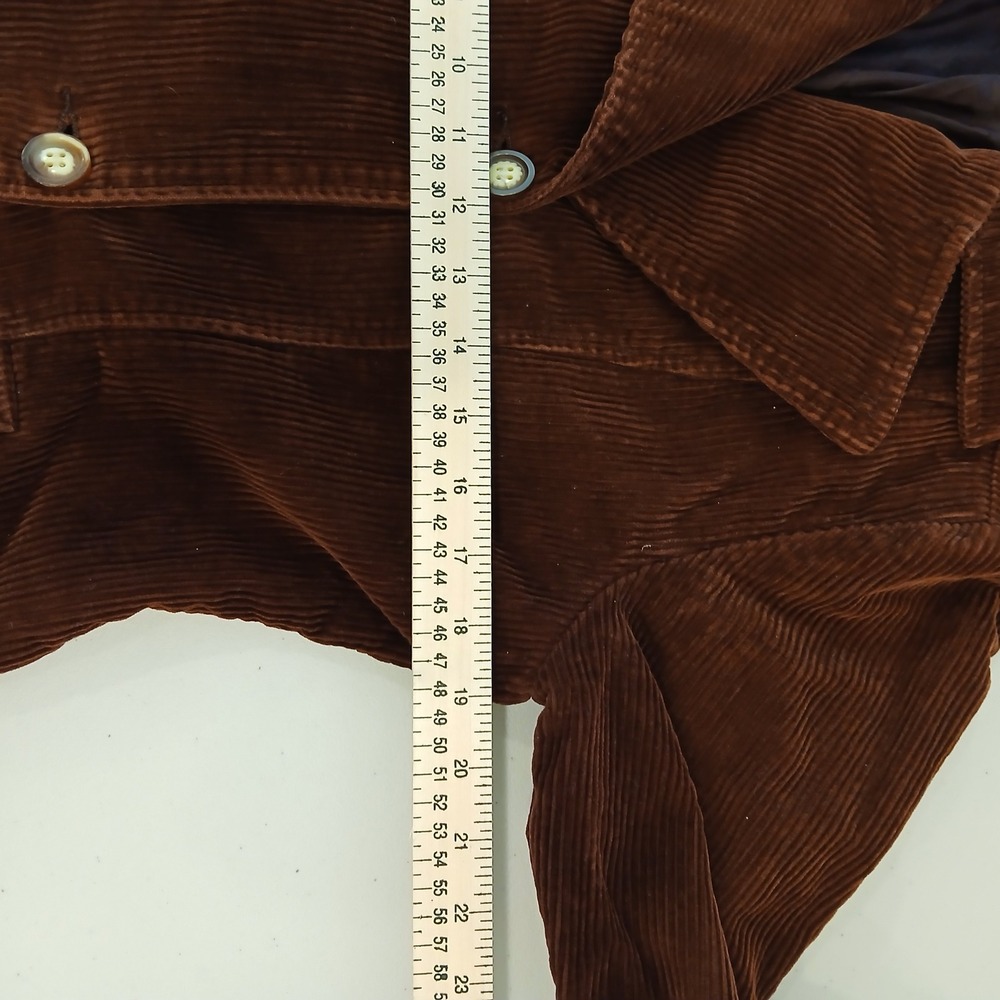 Castro Concept Corduroy Pea Coat Women 8 Brown Cotton Double Breasted Jacket - Picture 8 of 9